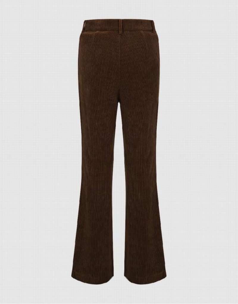 Coffee Urban Revivo Knitted Flare Women's Pants | 83240JKTS