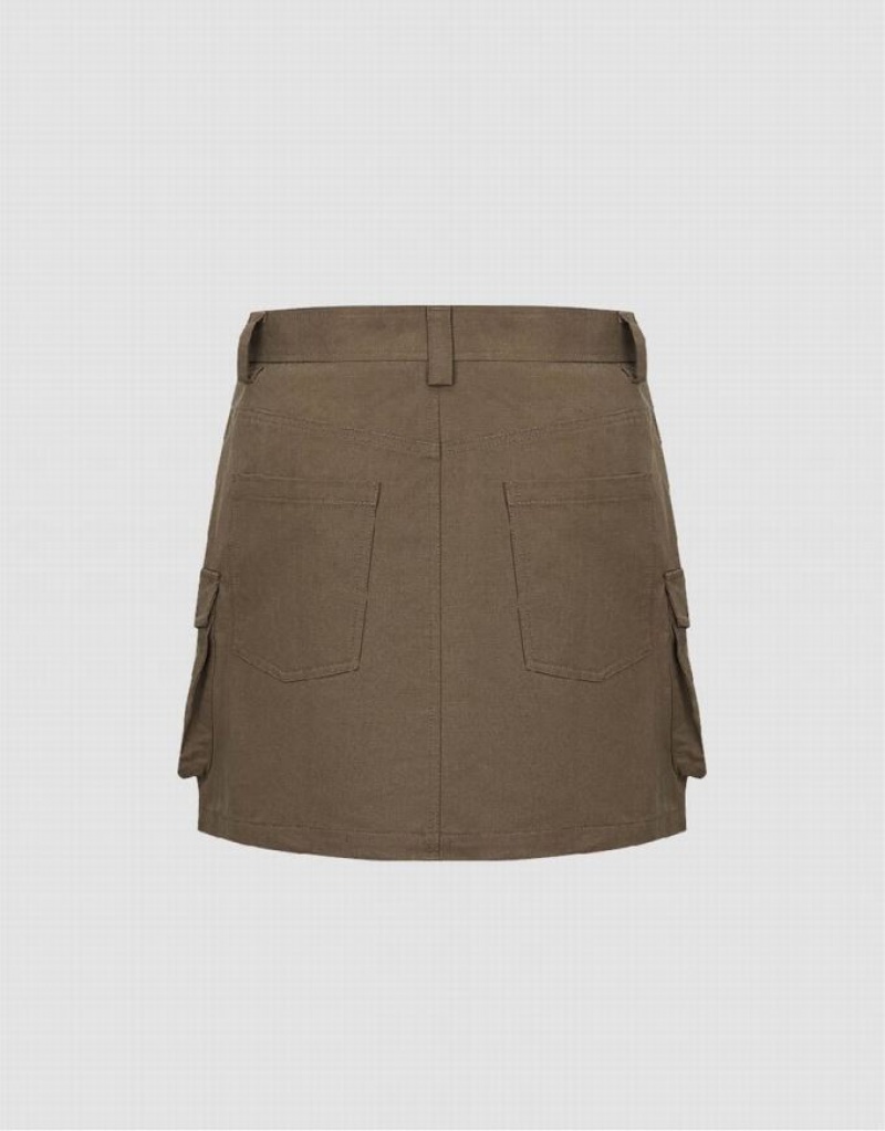 Coffee Urban Revivo Mini A-Line Women's Skirts | 10958FDZO