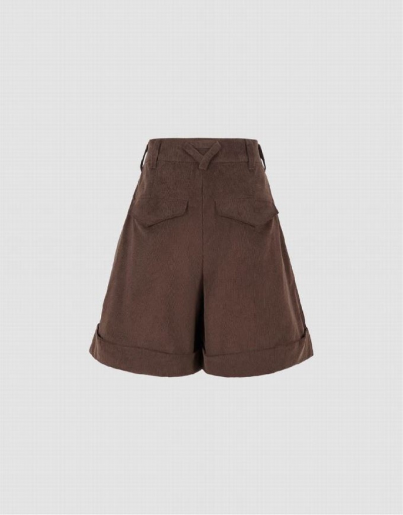 Coffee Urban Revivo Urban Regular Women's Shorts | 96205OBKM