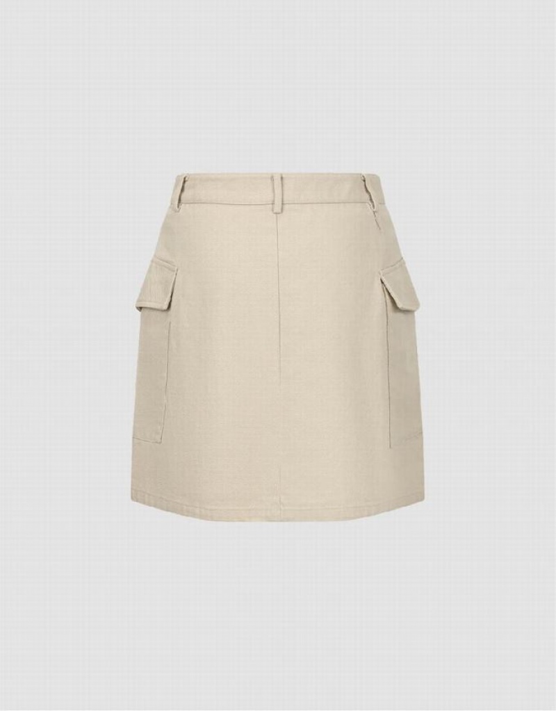 Cream Urban Revivo Mini A-Line Women's Skirts | 35986XCOZ