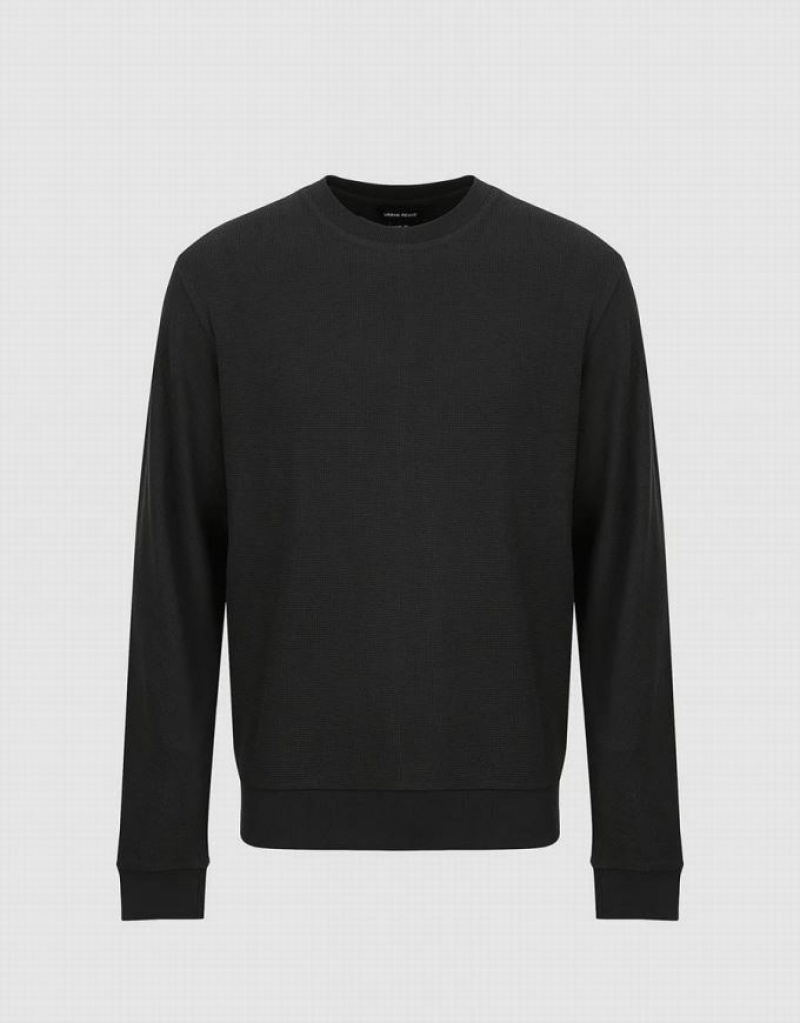 Dark Grey Urban Revivo Crew Neck Straight Men's Sweatshirts | 42396WPYR