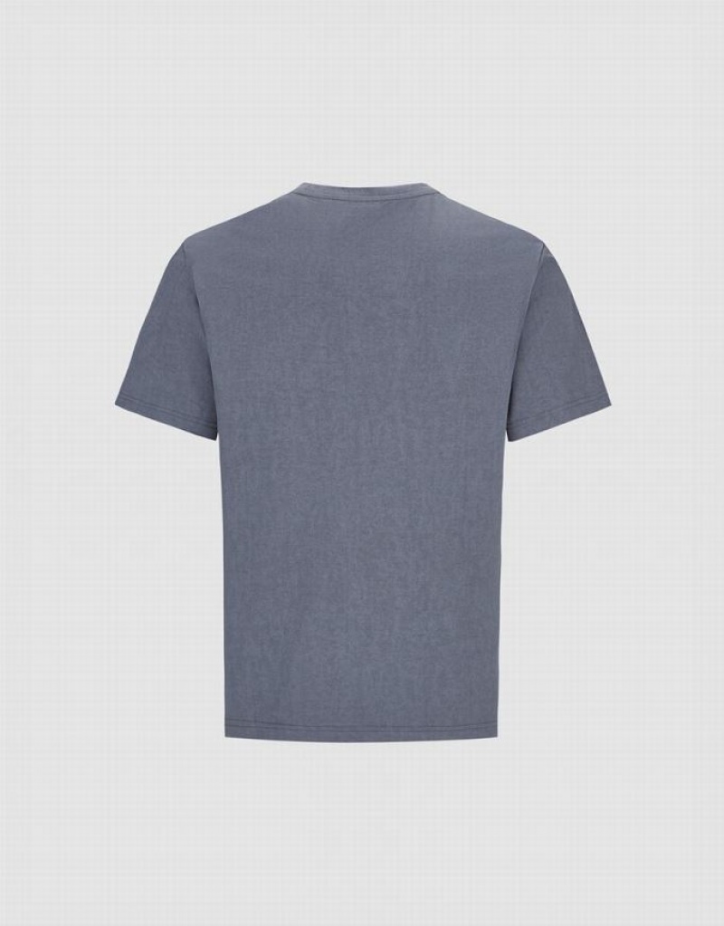 Dark Grey Urban Revivo Crew Neck Straight Men's T-Shirts | 41630XAHB