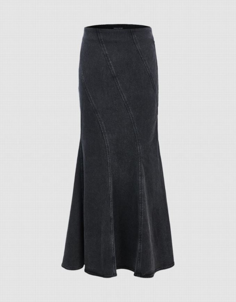 Dark Grey Urban Revivo Fishtail Women\'s Denim Skirt | 36590NKFS