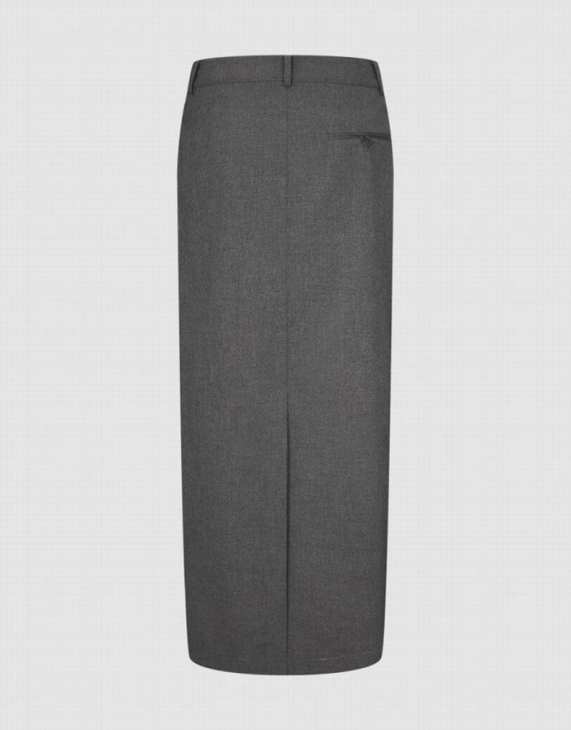 Dark Grey Urban Revivo Maxi Straight Women's Skirts | 80916CFHB