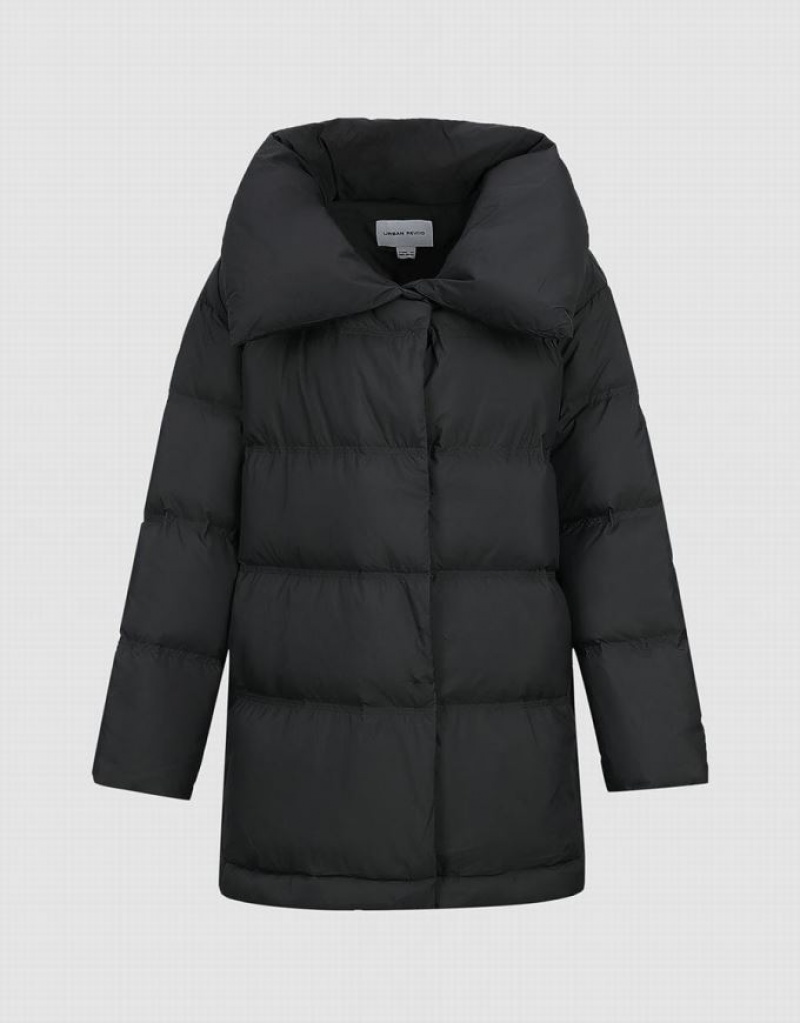 Dark Grey Urban Revivo Stand Collar Women's Puffer Jacket | 80469GYCR