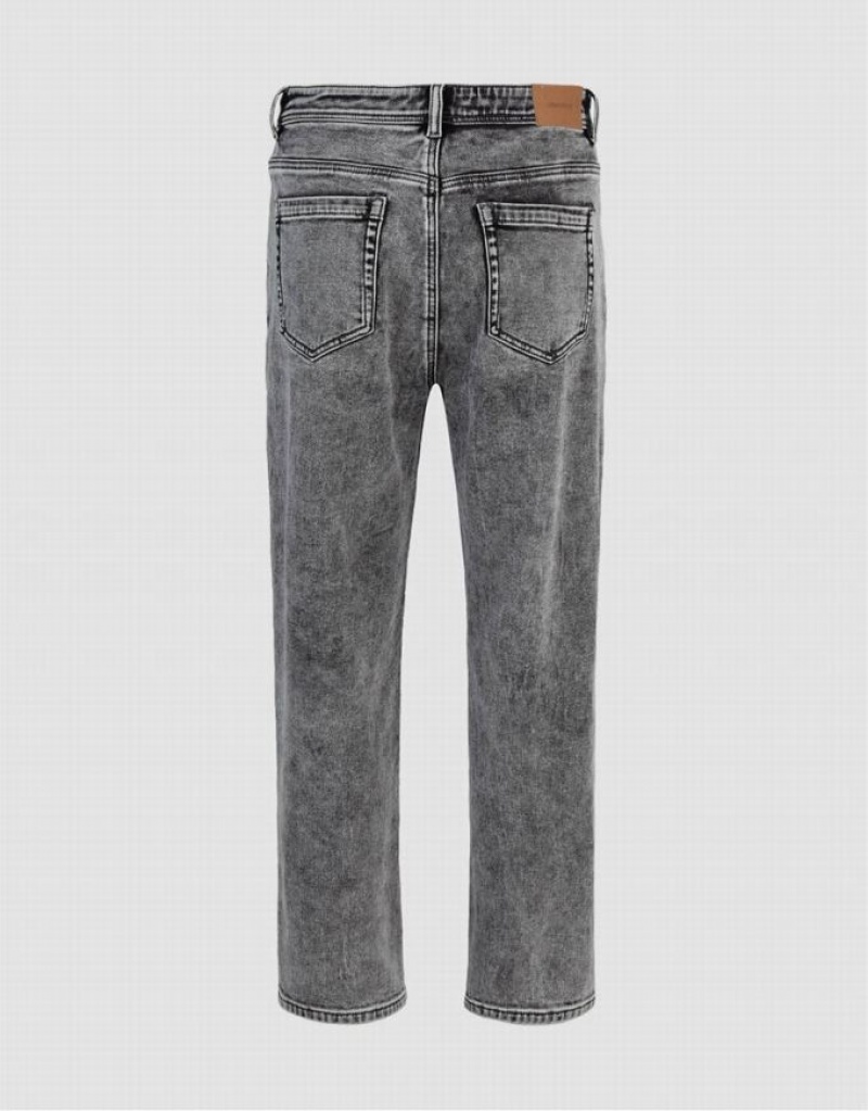 Dark Grey Urban Revivo Straight Men's Jeans | 29480LRPI