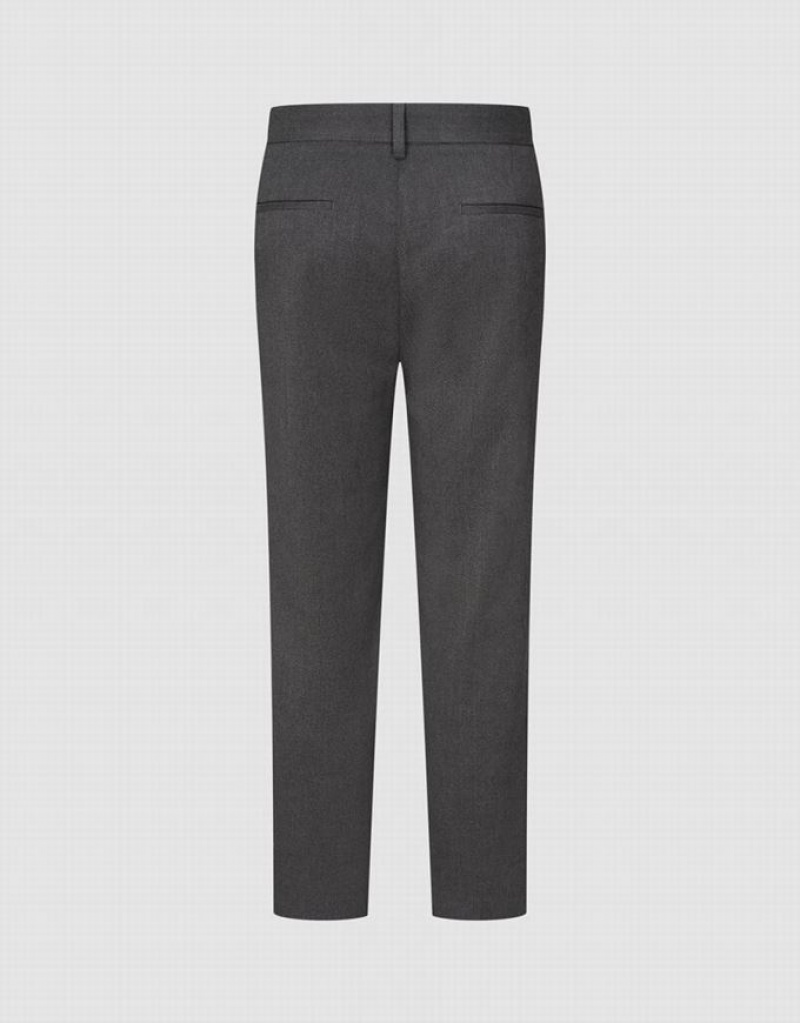 Dark Grey Urban Revivo Tailored Straight Men's Pants | 08369CZEQ