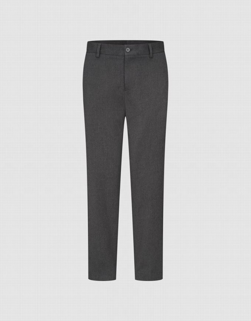 Dark Grey Urban Revivo Tailored Straight Men\'s Pants | 08369CZEQ