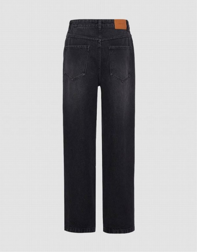 Dark Grey Urban Revivo Wide-Leg Men's Jeans | 27645IJRM