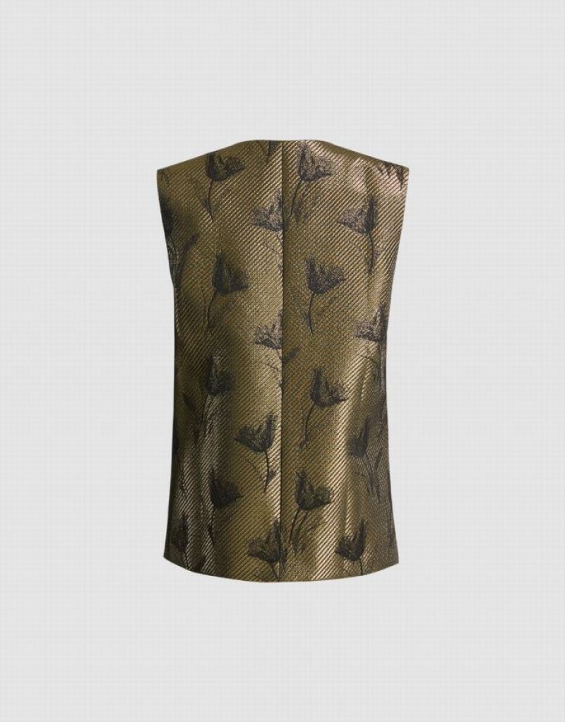 Gold Urban Revivo Printed Women's Vest | 05732TAKJ