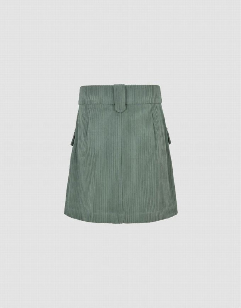 Green Urban Revivo A-Line With Flap Pockets Women's Skirts | 75269FYAG