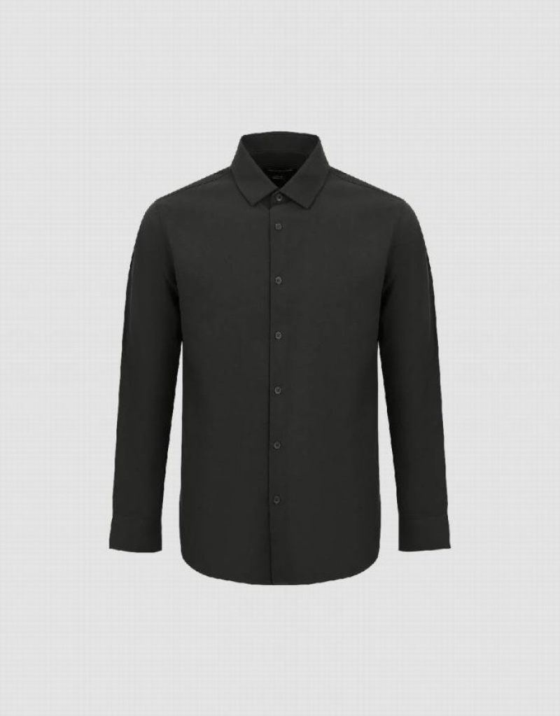 Green Urban Revivo Button Up Straight Men's Shirts | 07952DCTN