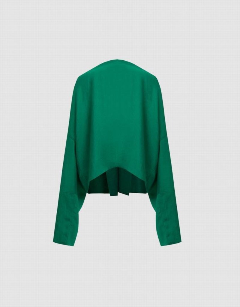 Green Urban Revivo Cowl Neck Overhead Women's Blouse | 87130MDYN