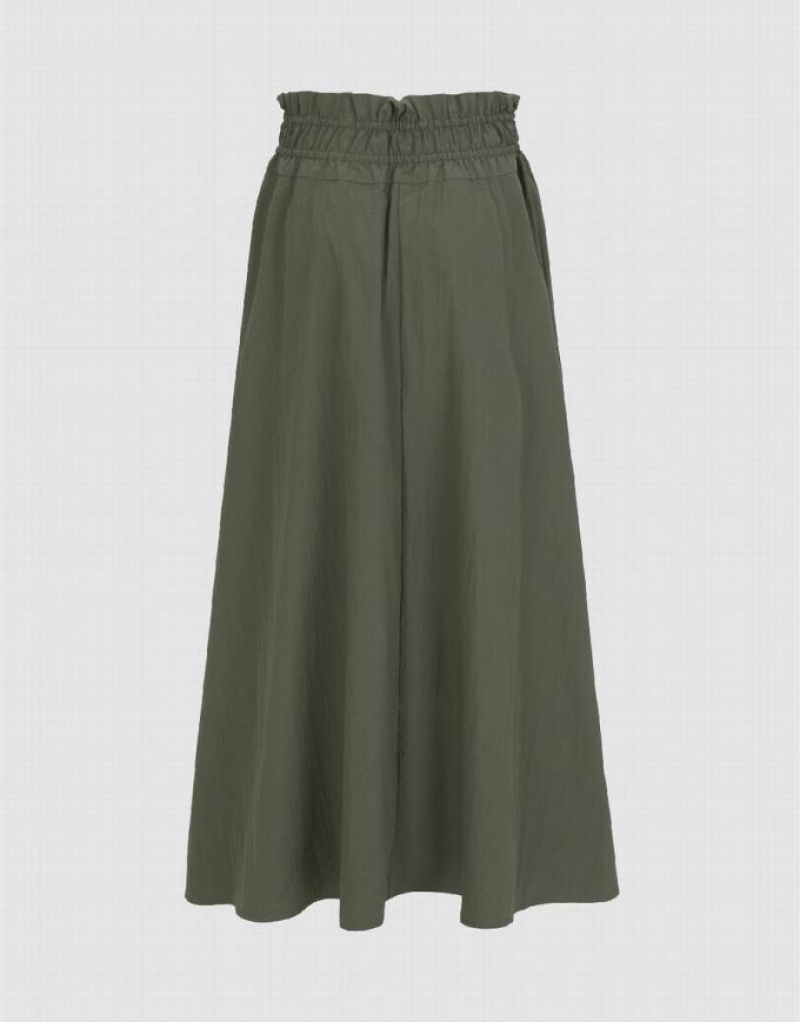 Green Urban Revivo Elastic Waist A-Line Women's Skirts | 98420BKIE