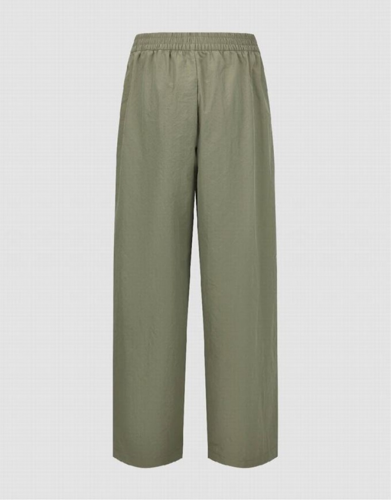 Green Urban Revivo Elastic Waist Carrot Fit Women's Pants | 78314KNXV