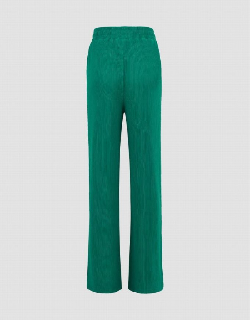 Green Urban Revivo Elastic Waist Straight Women's Pants | 10652KQRH