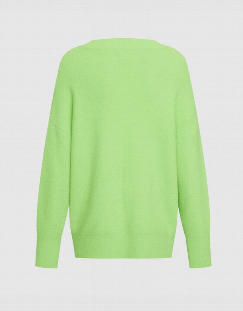 Green Urban Revivo Heart Detail Oversized Women's Sweaters | 56821UZWG