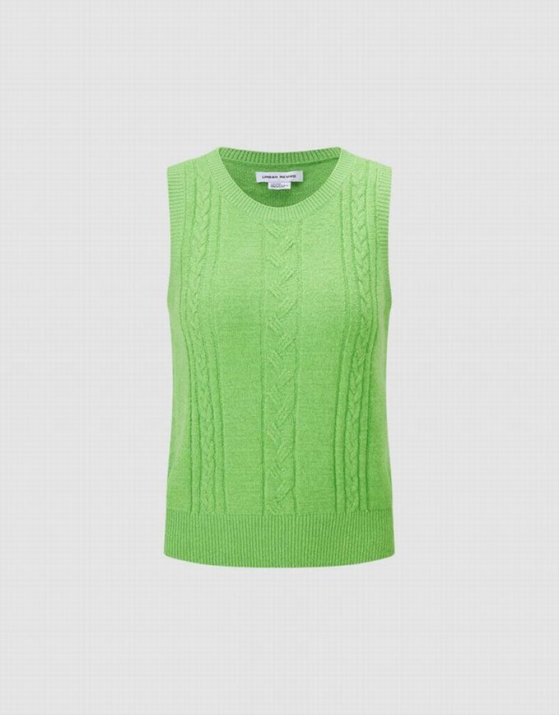 Green Urban Revivo Knitted Women's Tank Top | 41092XSHA