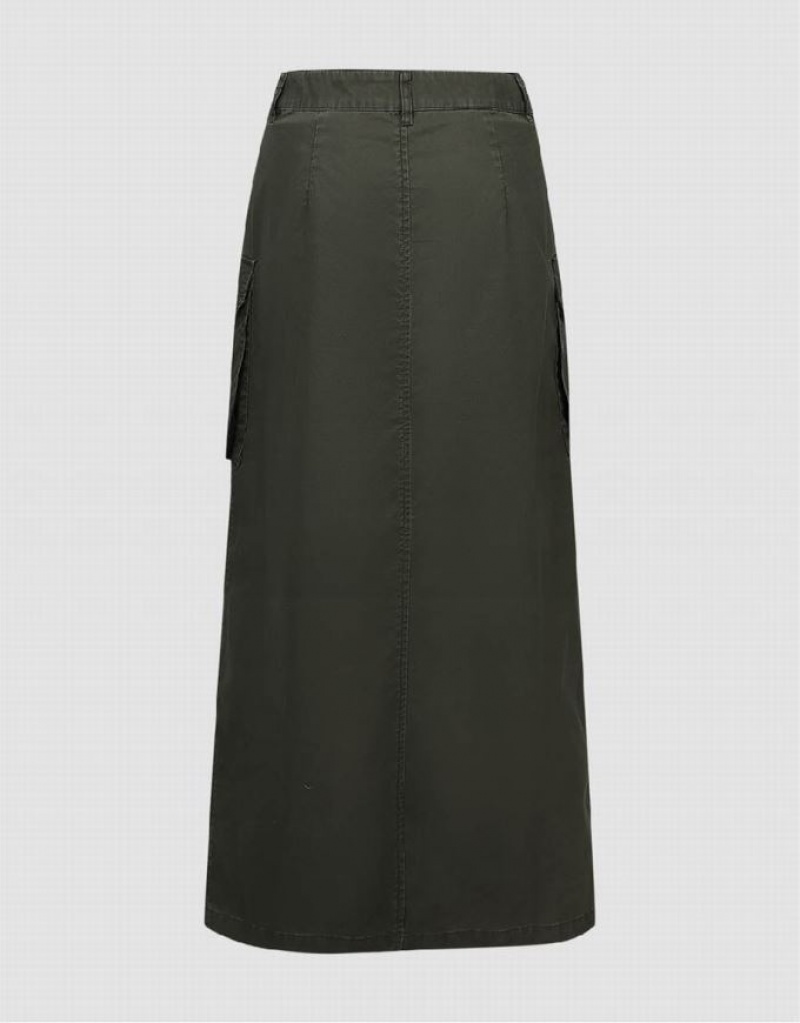 Green Urban Revivo Maxi A-Line With Belt Women's Skirts | 20956YZBV