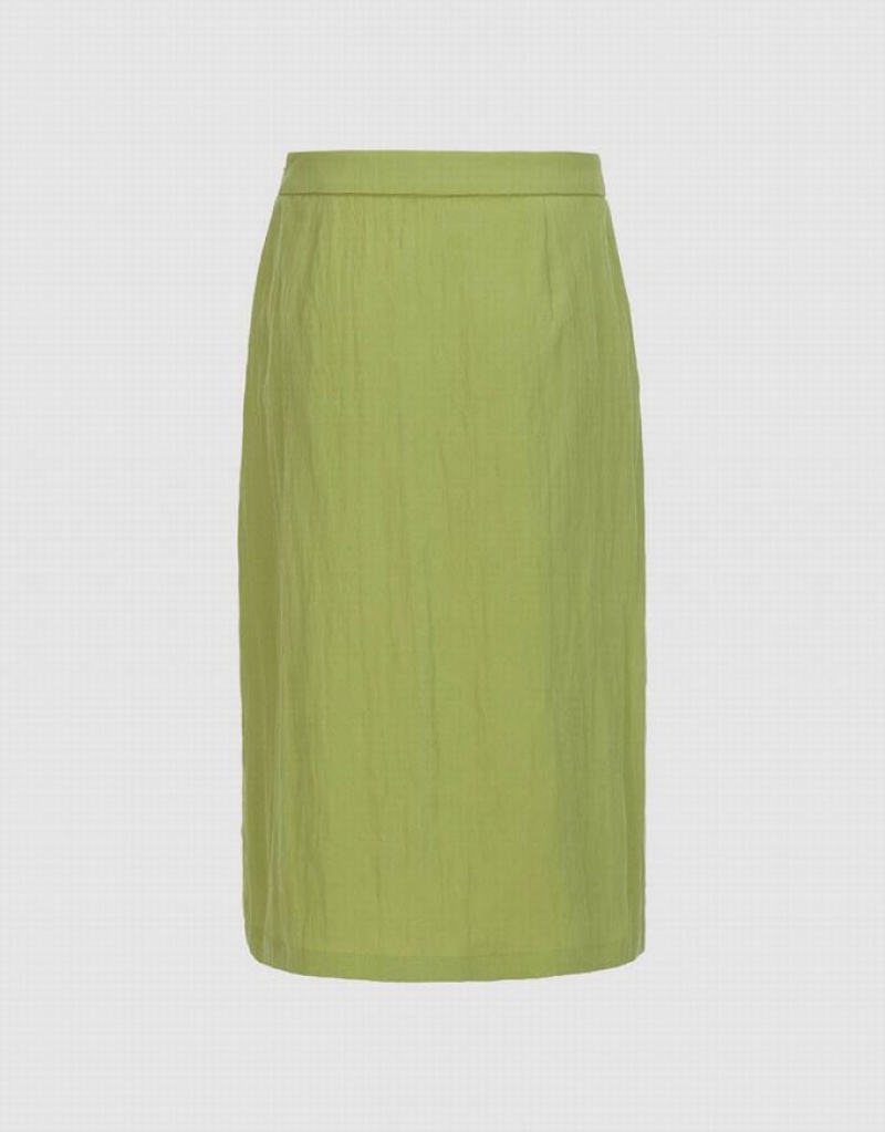 Green Urban Revivo Midi A-Line Women's Skirts | 36952HIAV