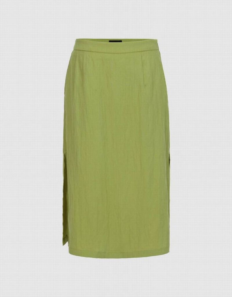 Green Urban Revivo Midi A-Line Women\'s Skirts | 36952HIAV