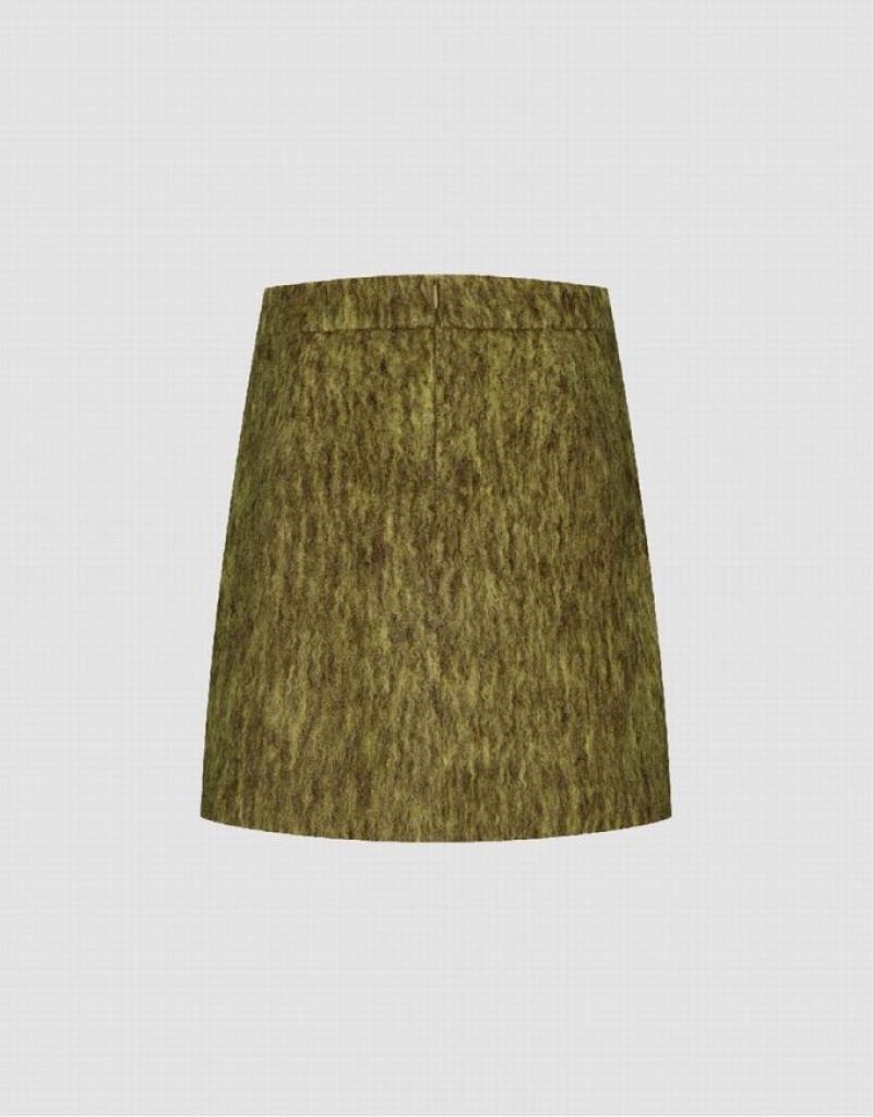 Green Urban Revivo Mini A-Line Women's Skirts | 42356QWBL