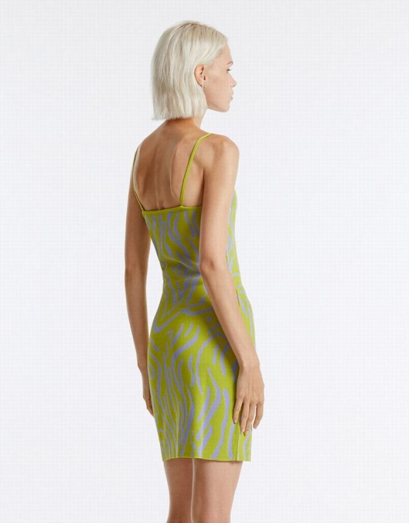 Green Urban Revivo Printed Women's Knitted Dress | 27890XNVW