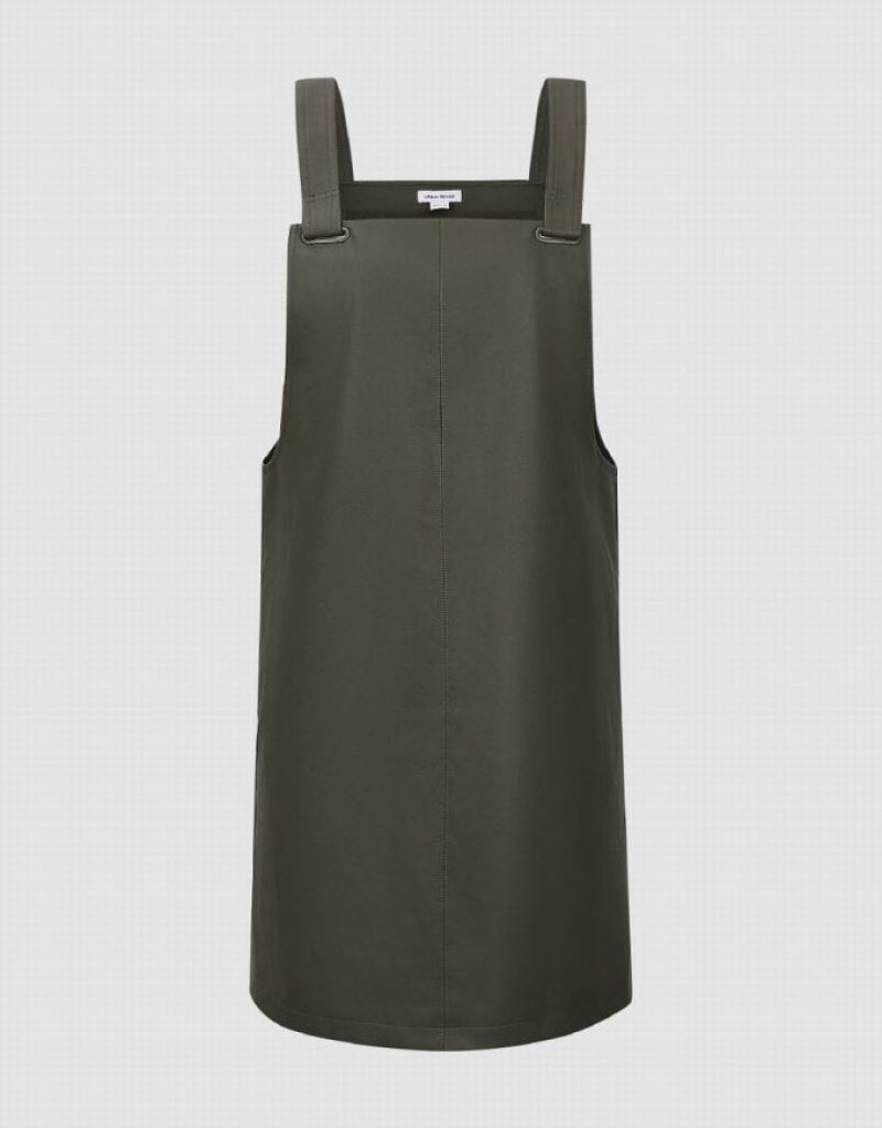 Green Urban Revivo Sleeveless Square-Cut Collar A-Line Women's Dress | 83152FYED