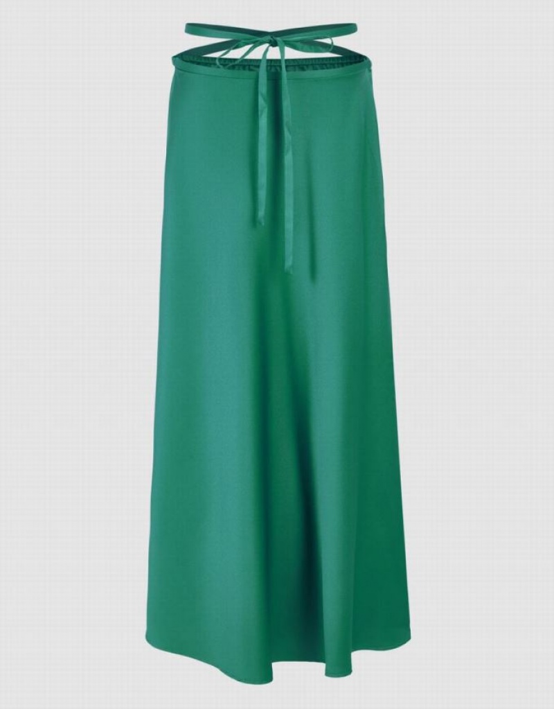 Green Urban Revivo Split Hem A-Line Women\'s Skirts | 09213BZMK