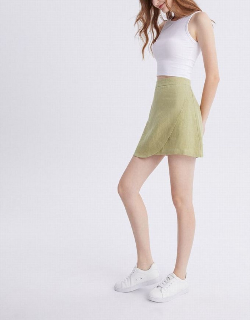 Green Urban Revivo Wrap Women's Skirts | 12465XBSP