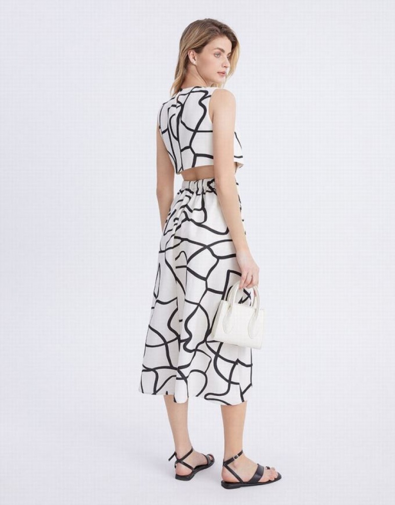 Grey Urban Revivo Abstract Graffiti Print Cut Out Sleeveless Women's Casual Dress | 02831KFST