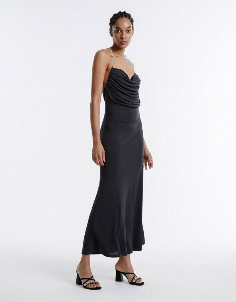 Grey Urban Revivo Backless Maxi Women's Maxi Dress | 27945LIMR