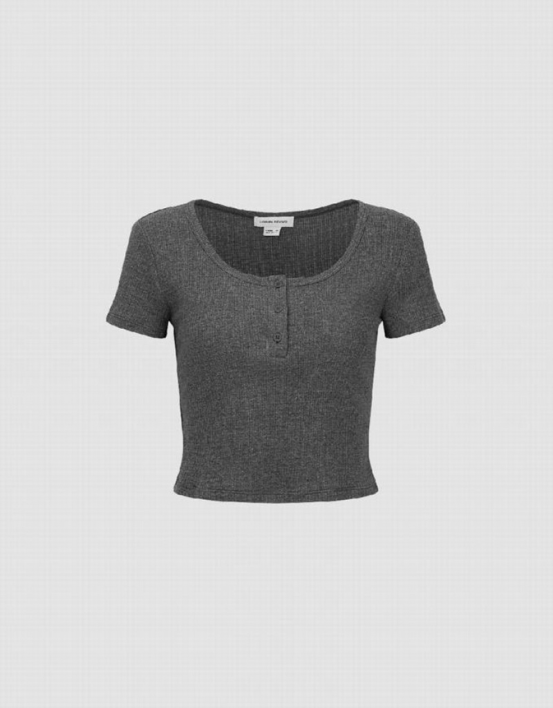 Grey Urban Revivo Basic Crew Neck Women's T-Shirts | 03541VDAT