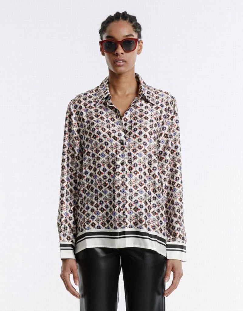 Grey Urban Revivo Geometric Button Up Women's Shirts | 83479EUKG