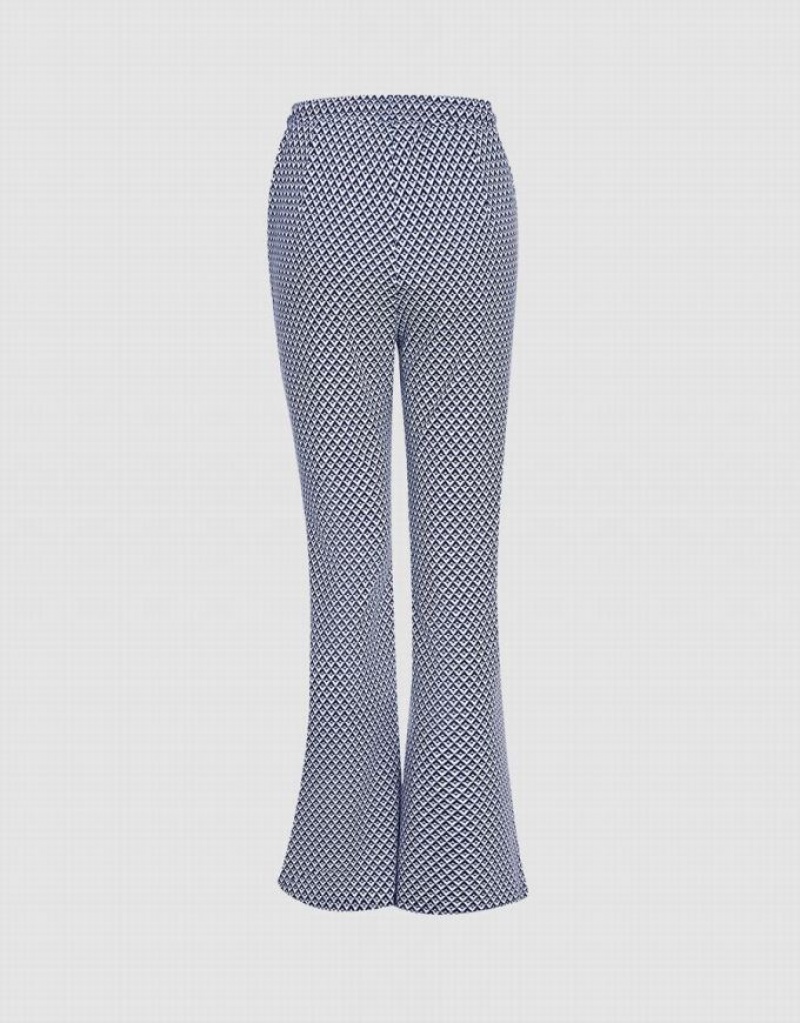 Grey Urban Revivo Houndstooth Flare Women's Pants | 32105IOQP