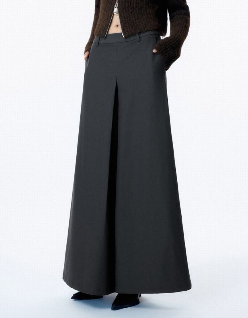 Grey Urban Revivo Loose Wide-Leg Women's Pants | 81792RKWE