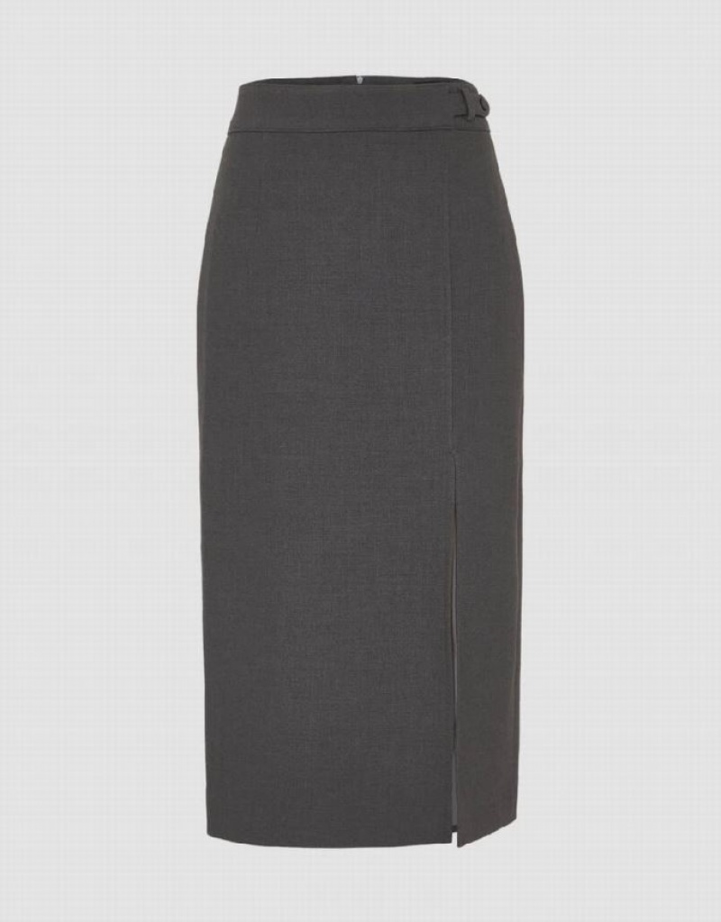 Grey Urban Revivo Midi Straight Women\'s Skirts | 61847KZMH