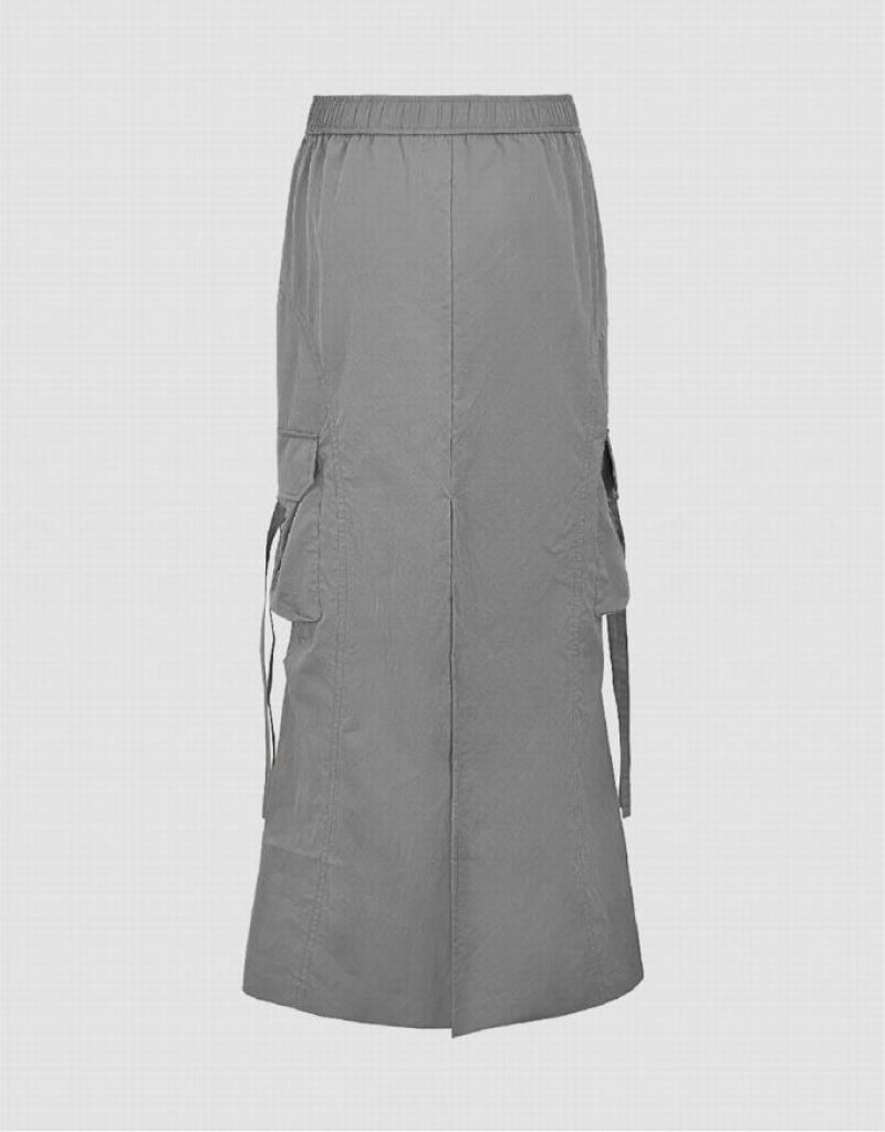 Grey Urban Revivo Midi Straight Women's Skirts | 49732SCHE