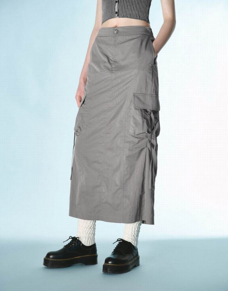 Grey Urban Revivo Midi Straight Women's Skirts | 49732SCHE