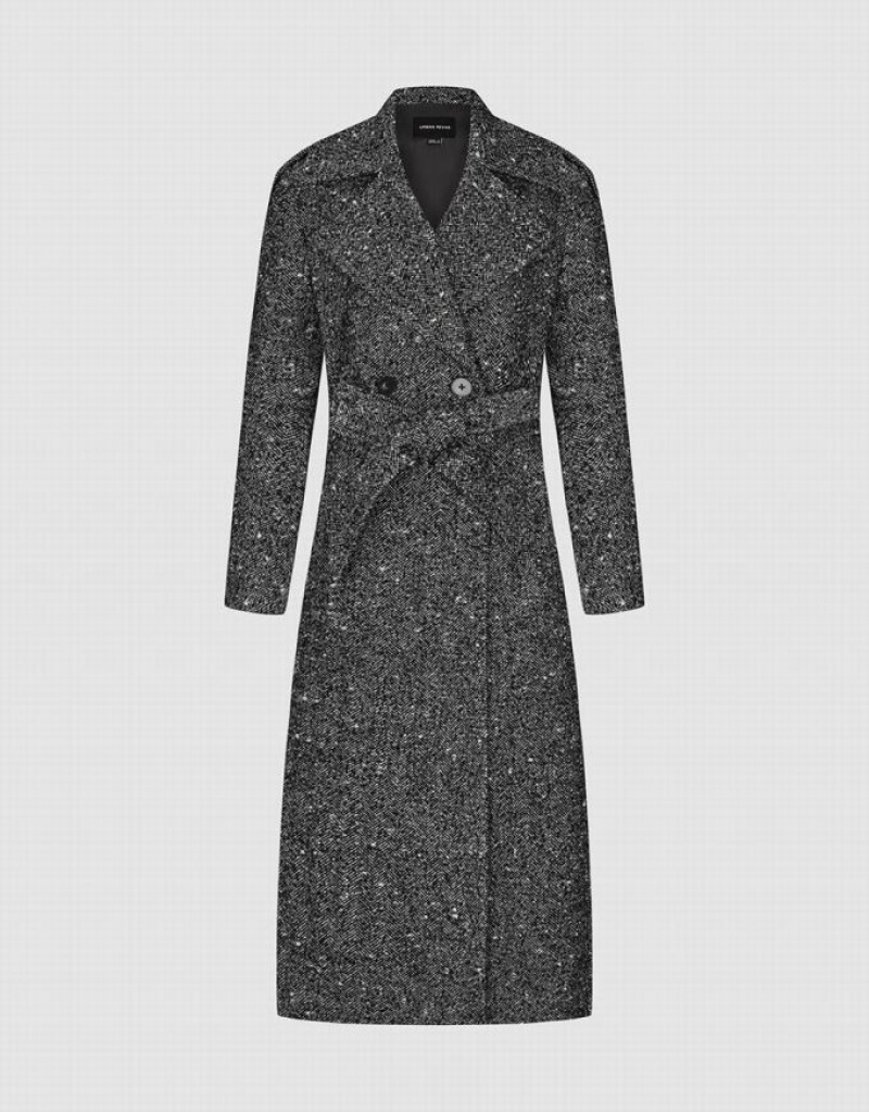 Grey Urban Revivo Notch Lapel With Belt Women's Coats | 25319QFOR