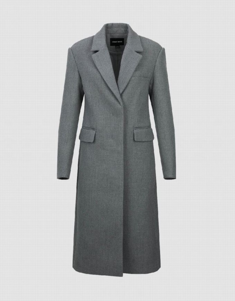 Grey Urban Revivo Notch Lapel Women's Coats | 30592DAMV