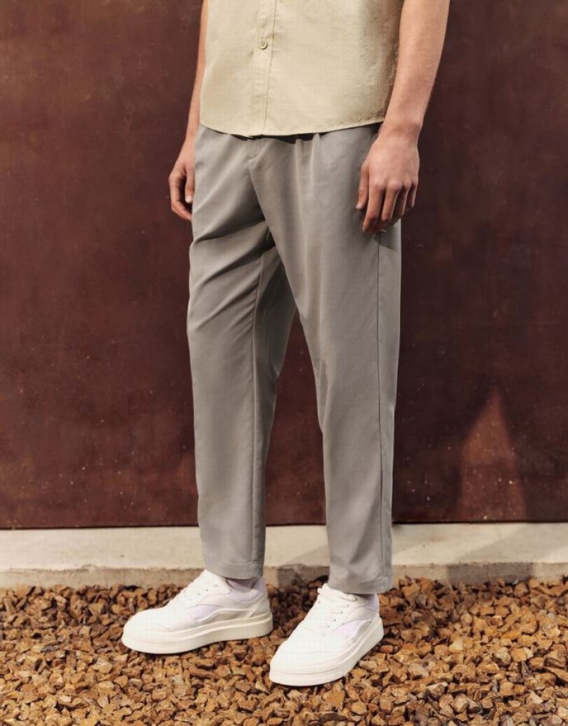 Grey Urban Revivo Oversized Straight Men's Pants | 64527GDIY