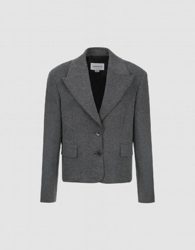 Grey Urban Revivo Peak Lapel Tailored Collar Women\'s Blazers | 19685QZOW