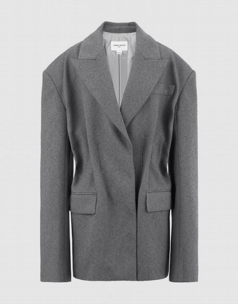 Grey Urban Revivo Peaked Lapel Women's Blazers | 59374KIUS