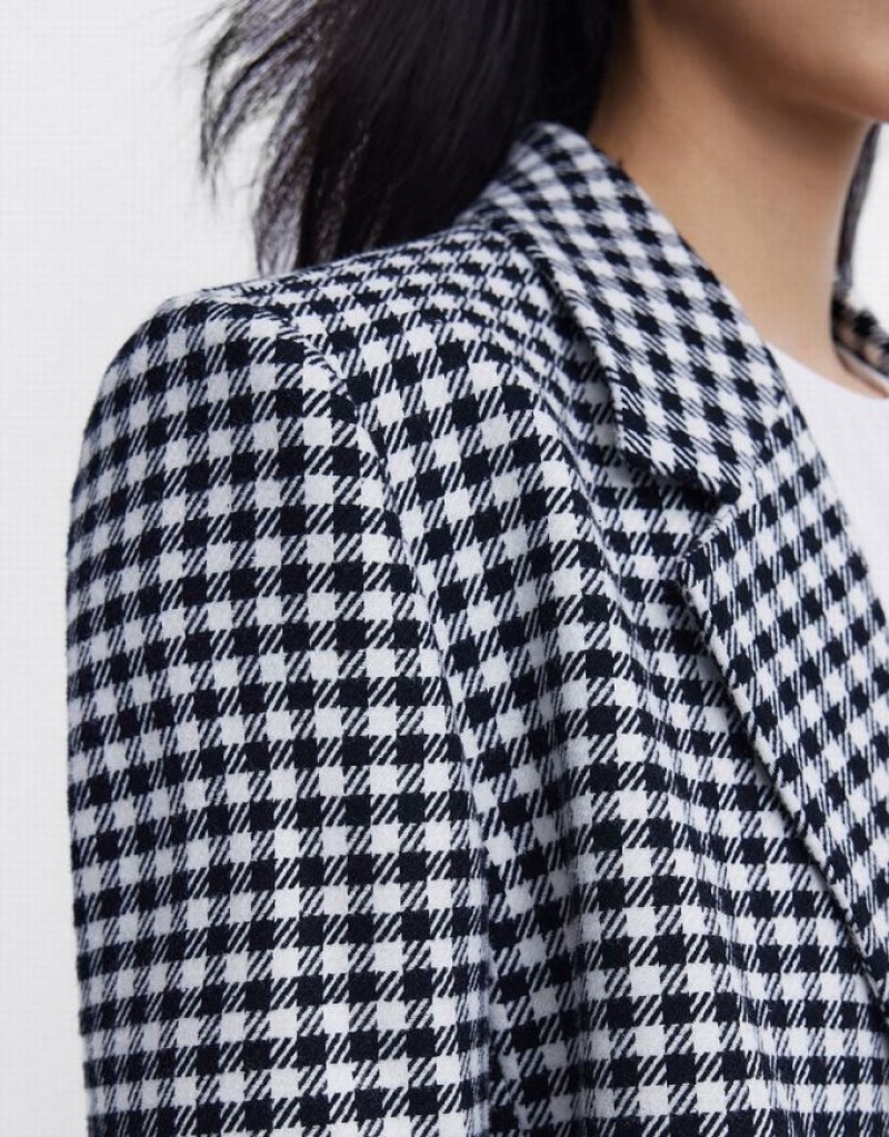 Grey Urban Revivo Plaid Double Breasted Women's Blazers | 49376QXML