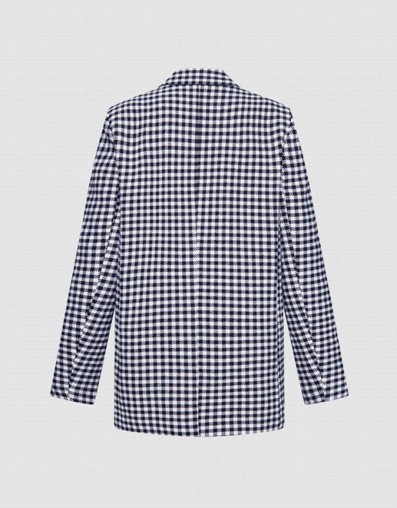 Grey Urban Revivo Plaid Double Breasted Women's Blazers | 49376QXML