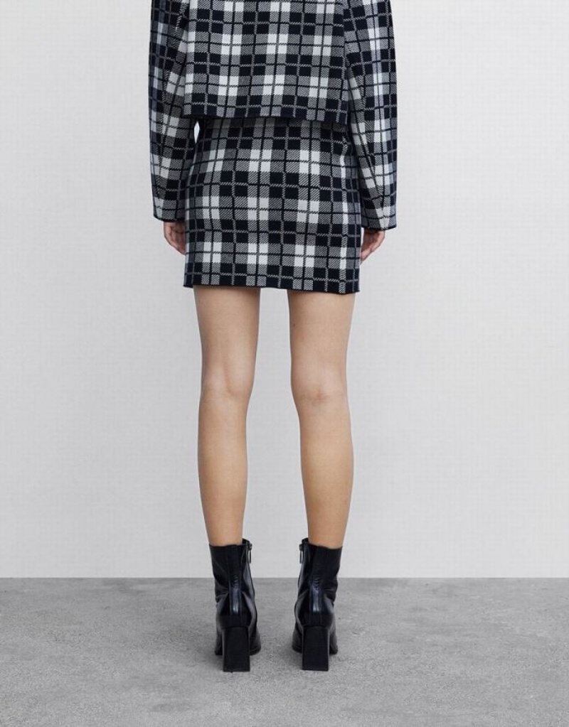 Grey Urban Revivo Plaid Knit Women's Skirts | 10348UYAS