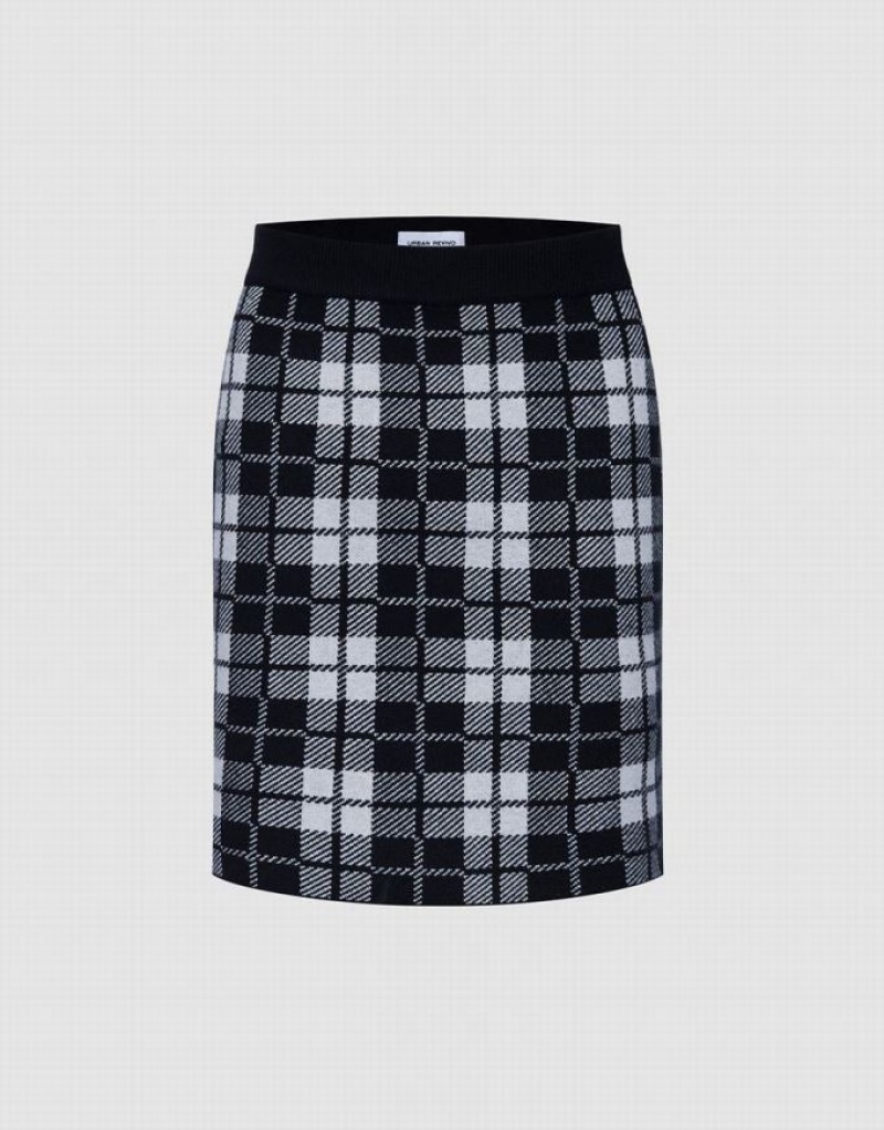 Grey Urban Revivo Plaid Knit Women\'s Skirts | 10348UYAS