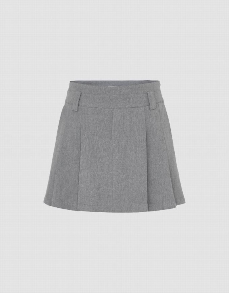 Grey Urban Revivo Pleated Mini A-Line Women\'s Skirts | 67184NQVG