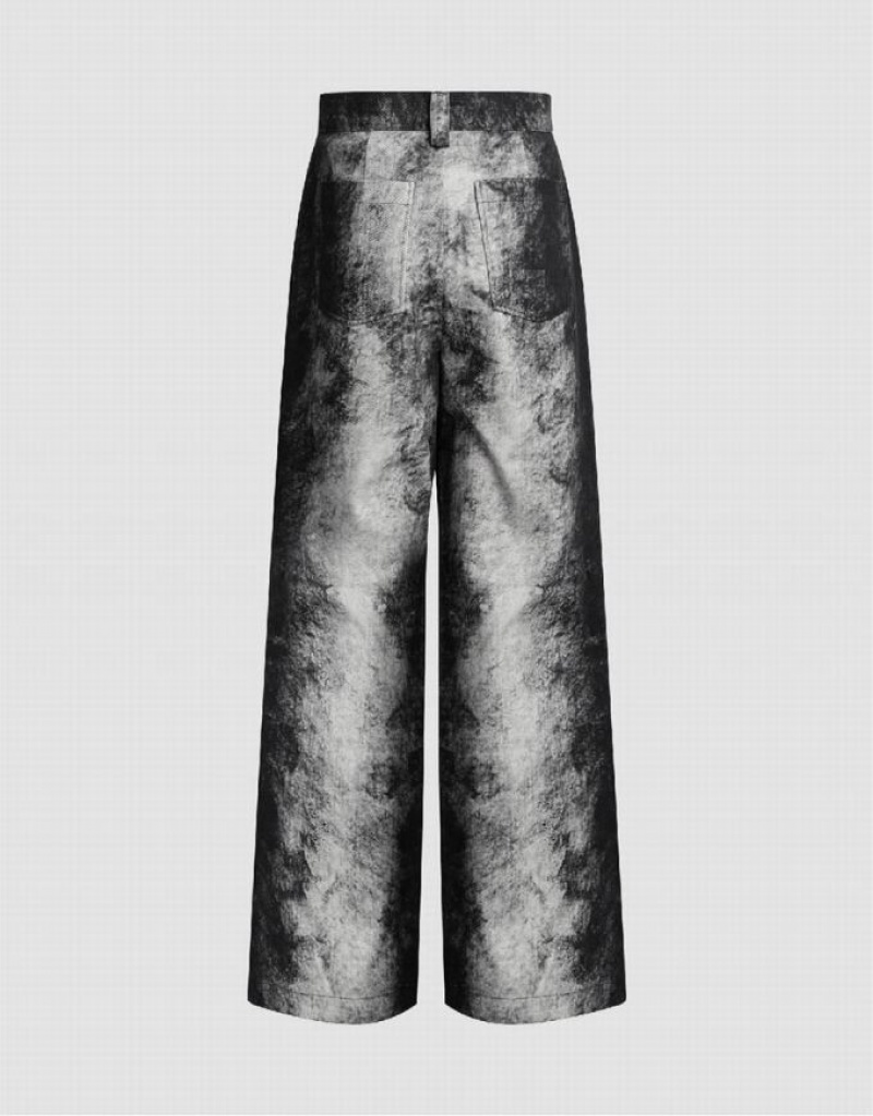 Grey Urban Revivo Printed Loose Wide-Leg Women's Pants | 21850NQTF